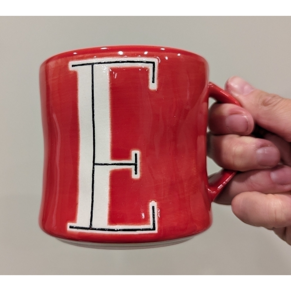 Anthropologie Hand Painted Colorway Monogram E Mug